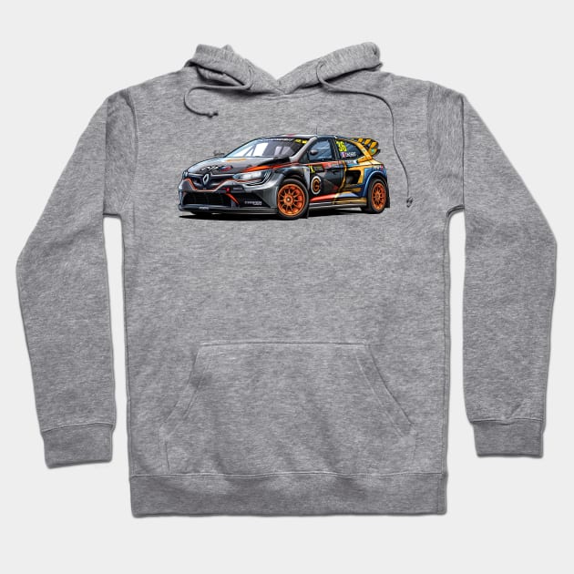 Renault Megane RX Super Car Hoodie by Mario Ramos Rally Art